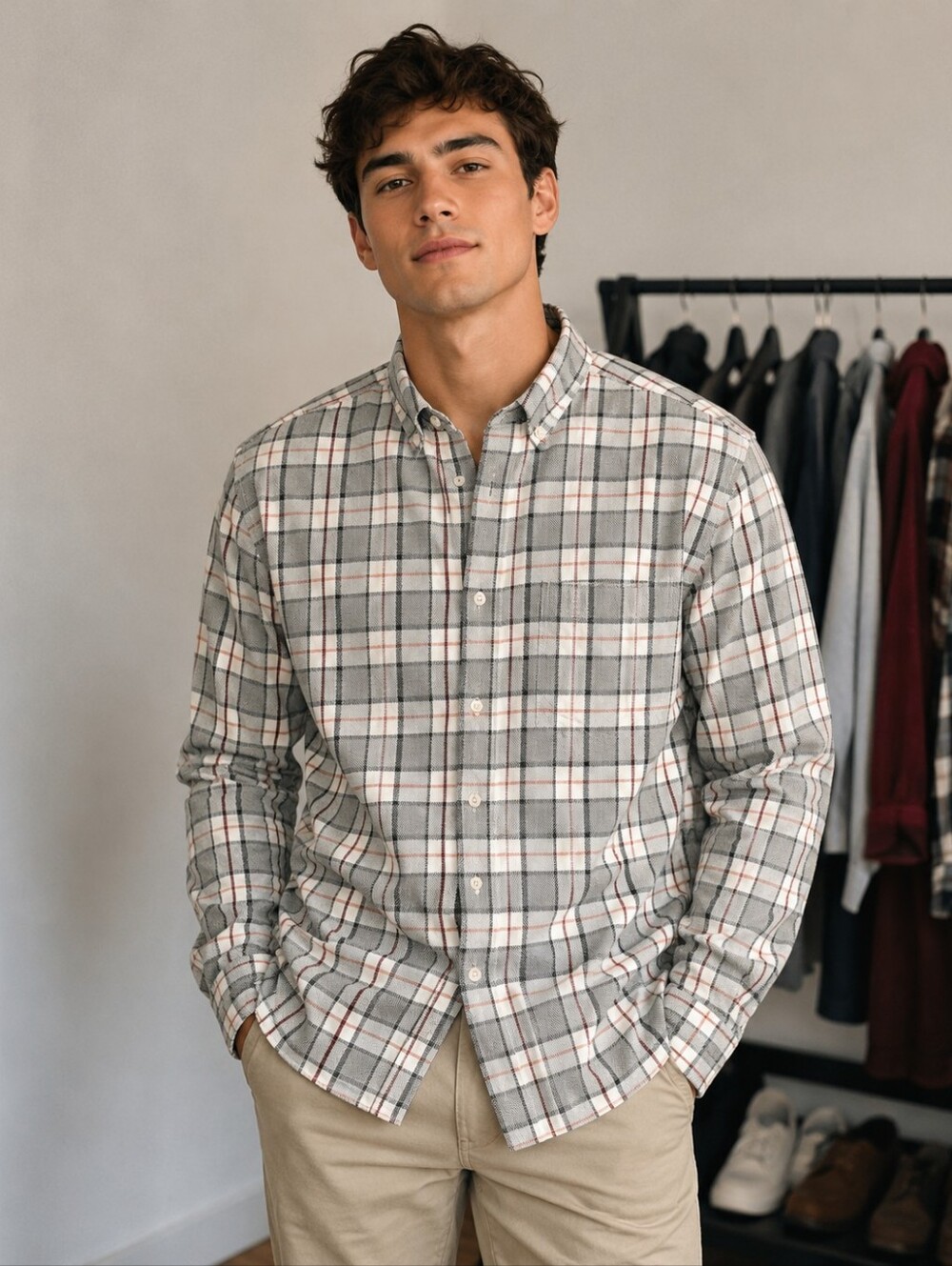 Tommy‎ Bahama Men's Harbor Herringbone Plaid Sport Button Down, Long Sleeve,XL